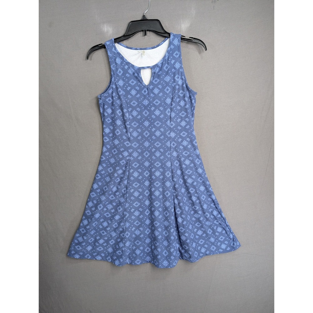 Mudd Blue Sleeveless Keyhole Skater Dress Size Medium Geometric Print 8246